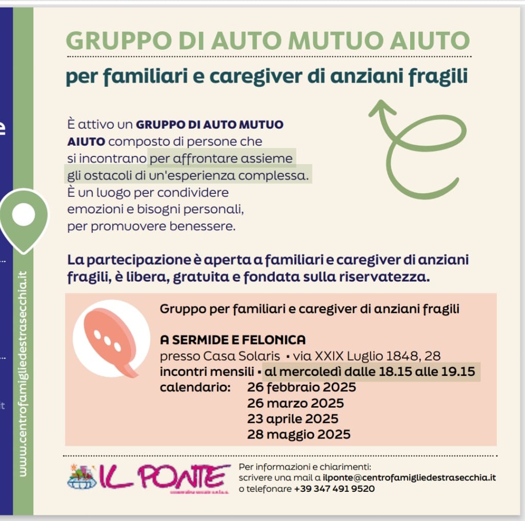 Gruppo di auto mutuo aiuto per familiari e caregiver di anziani fragili