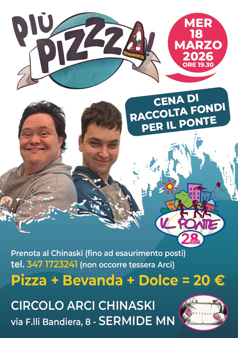 Più PizZza, sold out alla cena di raccolta fondi al Chinaski a Sermide